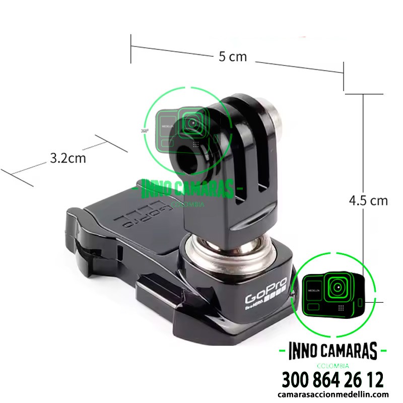 Clip para giros 360º de cámara en motocicleta. Original GOPRO en Colombia